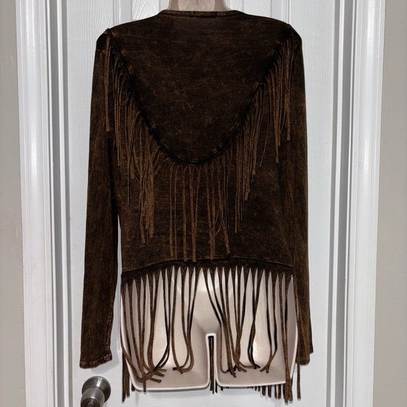 T Party Double Fringed Western Style Open Cardigan SIZE: Medium - Picture 4 of 5